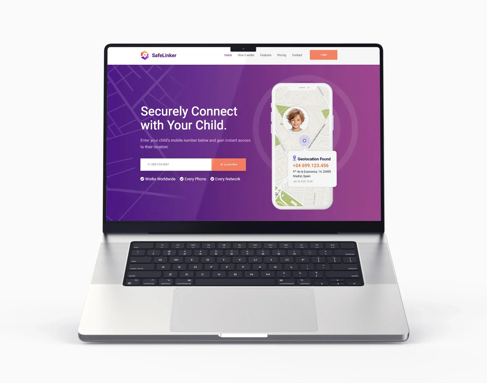 Safe Linker — A clear brand presence for a mobile location service.